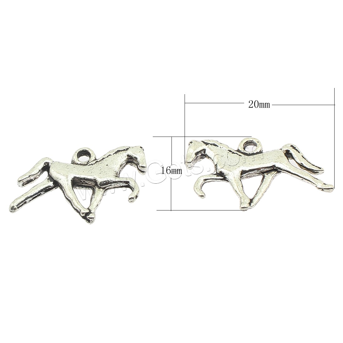 Zinklegierung Tier Anhänger, Pferd, plattiert, keine, 20x16x3mm, Bohrung:ca. 2mm, ca. 270PCs/Tasche, verkauft von Tasche