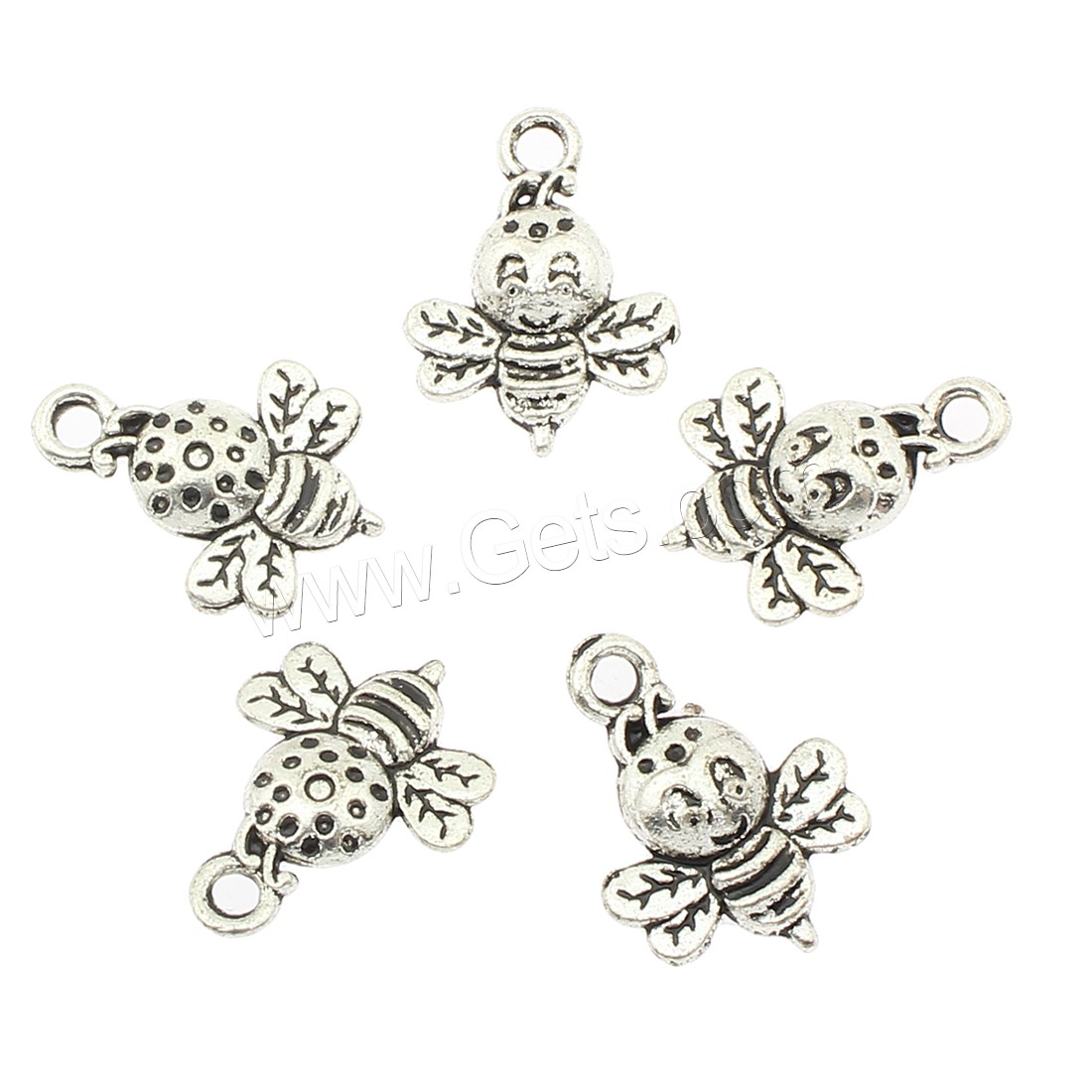 Zinklegierung Tier Anhänger, Biene, plattiert, keine, 12x16x4mm, Bohrung:ca. 2mm, ca. 450PCs/Tasche, verkauft von Tasche