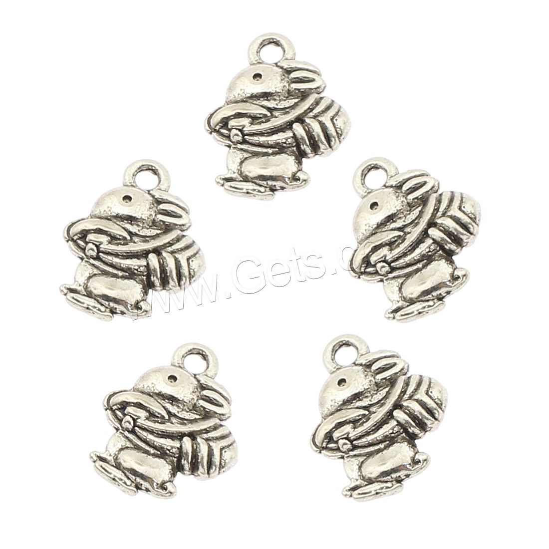 Zinklegierung Tier Anhänger, Hase, plattiert, keine, 12x15x3mm, Bohrung:ca. 2mm, ca. 410PCs/Tasche, verkauft von Tasche