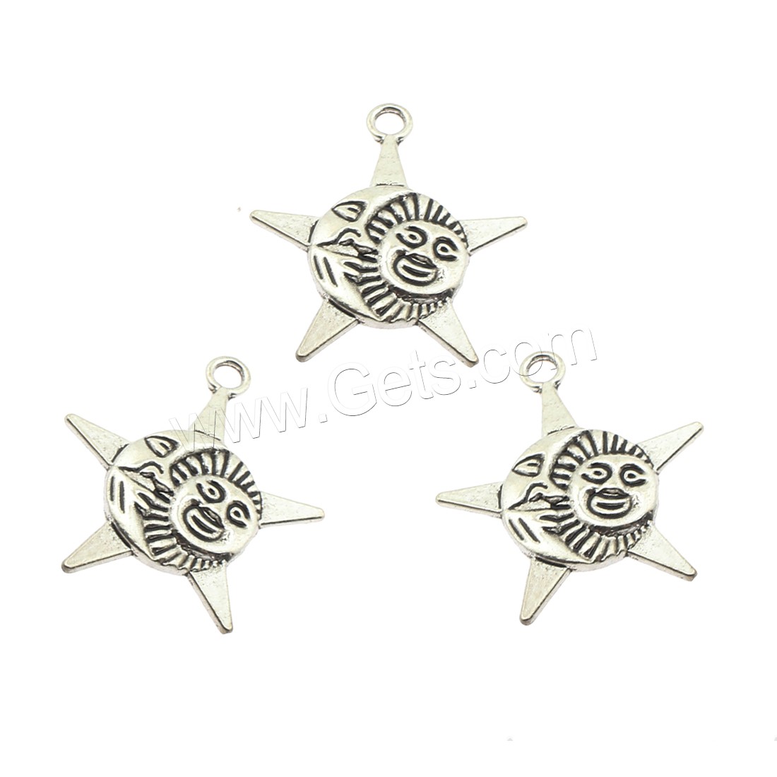 Pendentifs d'étoile en alliage zinc, alliage de zinc, Placage, grand trou, plus de couleurs à choisir, 30x33x3mm, Trou:Environ 4mm, Environ 230PC/sac, Vendu par sac