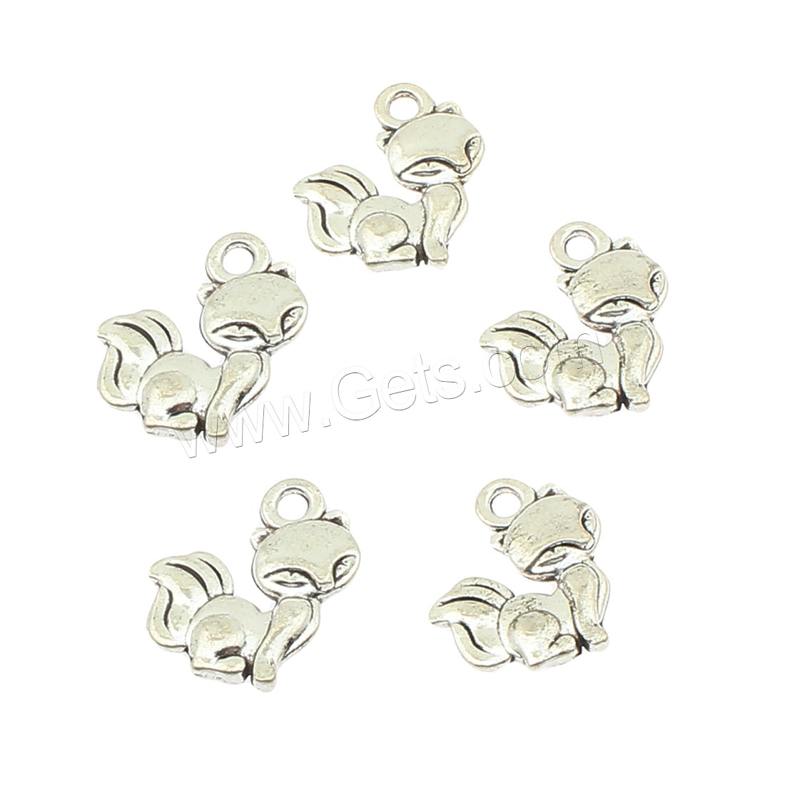 Zinklegierung Tier Anhänger, Fuchs, plattiert, keine, 12x15x3mm, Bohrung:ca. 2mm, ca. 450PCs/Tasche, verkauft von Tasche