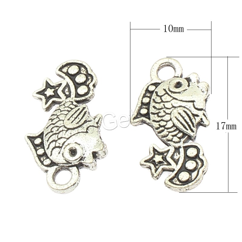 Pendentifs animaux en alliage de zinc, poisson, Placage, plus de couleurs à choisir, 17x10x3mm, Trou:Environ 2mm, Environ 450PC/sac, Vendu par sac