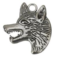 Pendentifs animaux en alliage de zinc, loup, émail, argent Environ 4mm, Vendu par PC