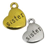 Zinc Alloy Heart Pendants, word sister, plated, enamel Approx 2mm 