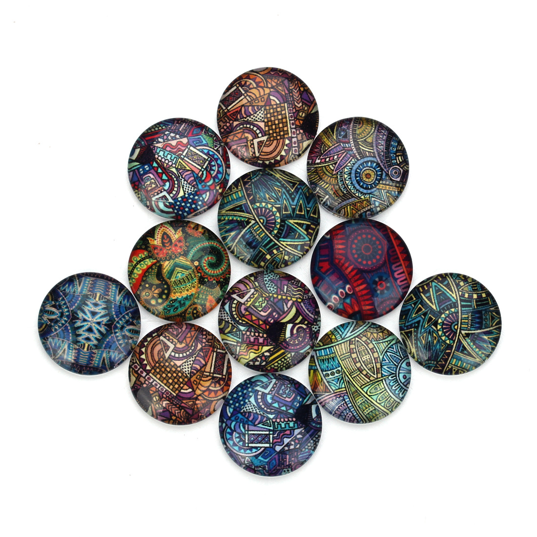 Glass Cabochon, with Paper, time gem jewelry & different size for choice & flat back, mixed colors, 20PC/Bag, Sold By Bag