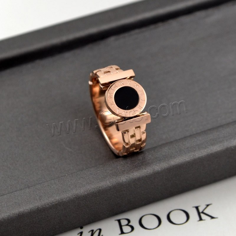Titanium Steel Finger Ring, plated, fashion jewelry & different size for choice & for woman, rose gold color, 42mm, Sold By PC