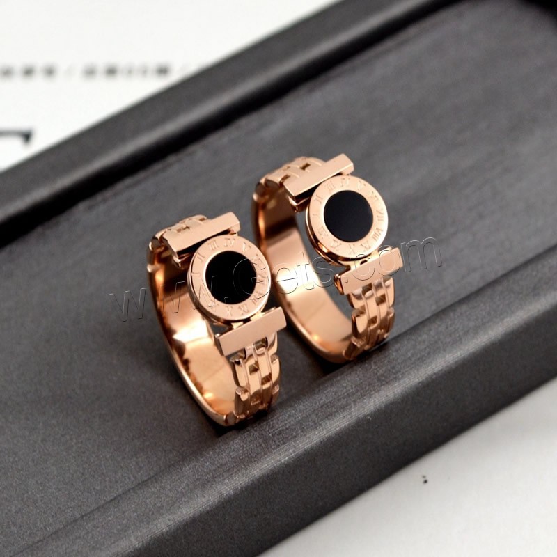 Titanium Steel Finger Ring, plated, fashion jewelry & different size for choice & for woman, rose gold color, 42mm, Sold By PC