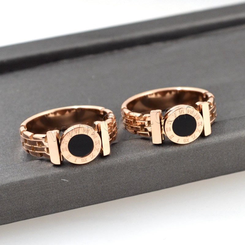 Titanium Steel Finger Ring, plated, fashion jewelry & different size for choice & for woman, rose gold color, 42mm, Sold By PC