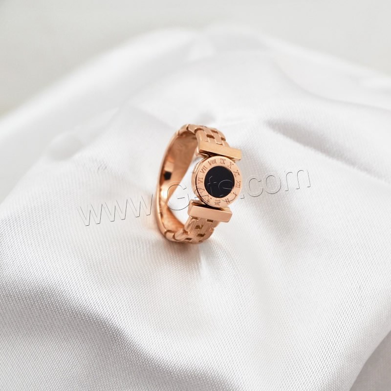 Titanium Steel Finger Ring, plated, fashion jewelry & different size for choice & for woman, rose gold color, 42mm, Sold By PC