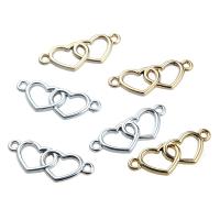 Zinc Alloy Charm Connector, Heart, plated, 1/1 loop 24*10mm, 10/Bag 