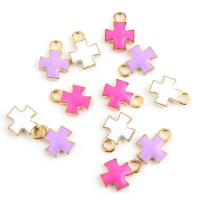 Zinc Alloy Cross Pendants, plated, enamel 10*15mm, 10/Bag 