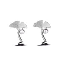 Sterling Silver Stud Earring, Argent sterling 925, feuille, pour femme, argent Vendu par paire