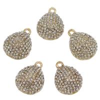 Strass Messing Anhänger, goldfarben plattiert, mit Strass, 18x23x8mm, Bohrung:ca. 2mm, ca. 10PCs/Tasche, verkauft von Tasche