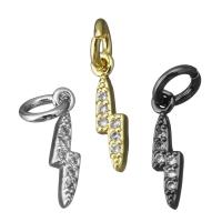 Cubic Zirconia Micro Pave Brass Pendant, Lightning Symbol, plated, micro pave cubic zirconia Approx 3mm 