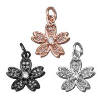 Pendentifs en laiton de fleur, Placage, pavé de micro zircon, plus de couleurs à choisir Environ 3mm, Vendu par PC