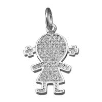 Cubic Zirconia Micro Pave Brass Pendant, Girl, platinum plated, micro pave cubic zirconia Approx 5mm 