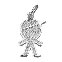 Cubic Zirconia Micro Pave Brass Pendant, Boy, platinum plated, micro pave cubic zirconia Approx 6mm 