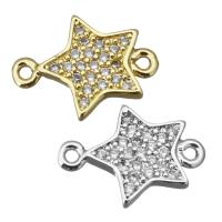 Cubic Zirconia Micro Pave Brass Connector, Star, plated, micro pave cubic zirconia & 1/1 loop Approx 1.5mm 