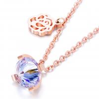 Collier de bijoux de titane, Acier titane, avec cristal, avec 1.96Inch chaînes de rallonge, ellipse, Plaqué de couleur d'or rose, chaîne ovale & pour femme & facettes, 13mm Environ 17.7 pouce, Vendu par brin