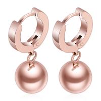 Pendientes de acero Titanium, acero inoxidable, Esférico, chapado en color rosa dorada, para mujer, 10x34mm, 14mm, Vendido por Par