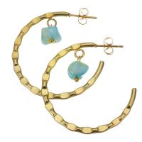 Boucle d'oreille en acier inoxydable Hoop, avec Acrylique, Placage de couleur d'or, pour femme Vendu par lot