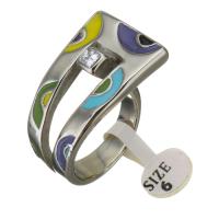 Enamel Stainless Steel Finger Ring, Unisex original color, 17mm 