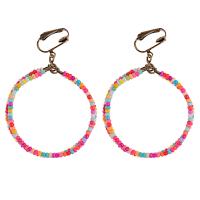 Zinc Alloy Leverback Earring, with Seedbead, Donut, folk style & for woman & hollow 6.5cm/2.6inch 