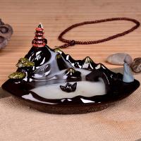 Incense Smoke Flow Backflow Holder Ceramic Incense Burner, Porcelain, half handmade, for home and office & durable, black 