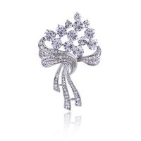 Rhinestone Zinc Alloy Brooch, Flower, plated, for woman & with rhinestone 35*56mm 