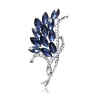 Rhinestone Zinc Alloy Brooch, Flower, plated, for woman & with rhinestone 35*57mm 