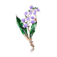 Rhinestone Zinc Alloy Brooch, Flower, gold color plated, for woman & enamel & with rhinestone, 31*55mm 