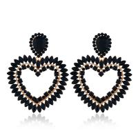 Boucle d'oreille de zinc alliage strass goutte, alliage de zinc, avec strass acrylique, coeur, Placage, bijoux de mode & pour femme & avec strass, plus de couleurs à choisir Vendu par paire