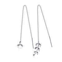 Asymmetric Earrings, 925 Sterling Silver, Leaf, for woman, silver color 5mm,90mm 