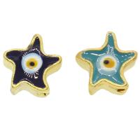 Enamel Zinc Alloy Beads, Star, gold color plated Approx 1mm, Approx 