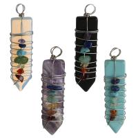 Gemstone Brass Pendants, with Gemstone Approx 5mm 