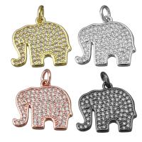 Animal Brass Pendants, Elephant, plated, micro pave cubic zirconia Approx 3mm 