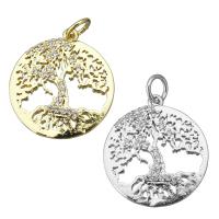 Cubic Zirconia Micro Pave Brass Pendant, Tree, plated, micro pave cubic zirconia Approx 3.5mm 