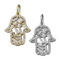 Cubic Zirconia Micro Pave Brass Pendant, Hamsa, plated, micro pave cubic zirconia Approx 4.5mm 