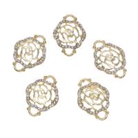 Flower Zinc Alloy Connector, gold color plated, with rhinestone & 1/1 loop & hollow Approx 3mm 