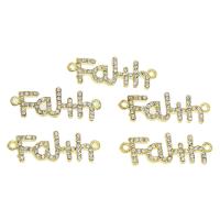 Buchstabe Zinkkegierung Schmuckverbinder, Zinklegierung, Alphabet-Buchstabe, goldfarben plattiert, mit Strass & 1/1-Schleife, 37x13x3mm, Bohrung:ca. 2mm, 50PCs/Tasche, verkauft von Tasche