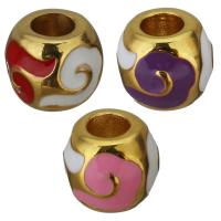 Stainless Steel Large Hole Beads, gold color plated, enamel Approx 5mm 