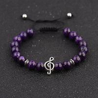 Amethyst Bracelet, with Nylon Cord, Adjustable & Unisex & radiation protection, 8mm .5-9.8 Inch 