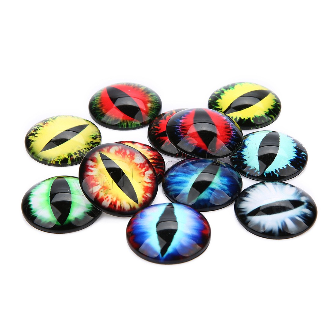 Glass Cabochon, with Paper, time gem jewelry & different size for choice & flat back, mixed colors, 20PCs/Bag, Sold By Bag