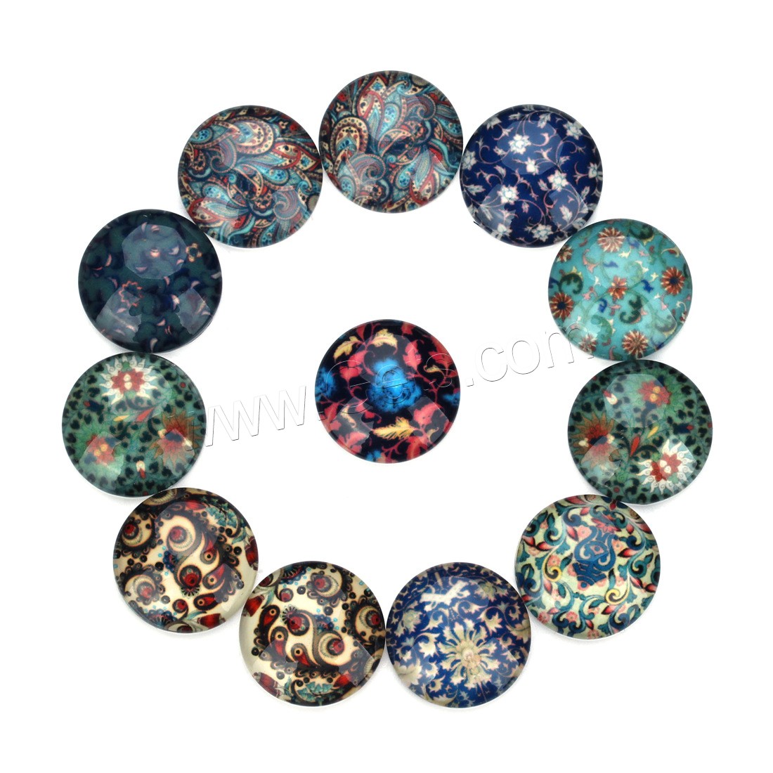 Glass Cabochon, with Paper, time gem jewelry & different size for choice & flat back, mixed colors, 20PCs/Bag, Sold By Bag