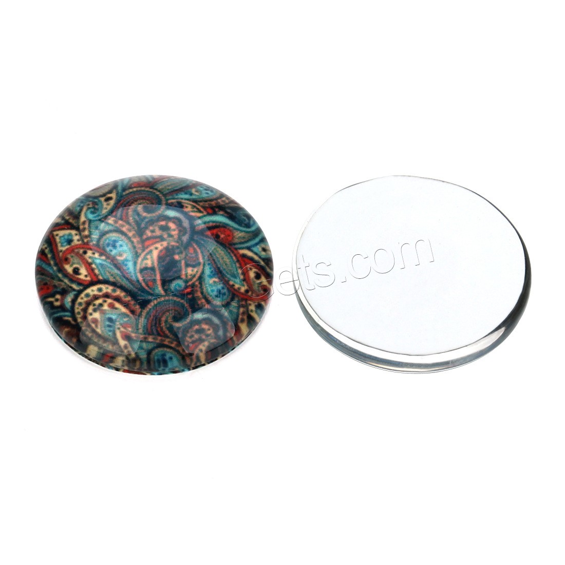 Glass Cabochon, with Paper, time gem jewelry & different size for choice & flat back, mixed colors, 20PCs/Bag, Sold By Bag