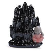 Incense Smoke Flow Backflow Holder Ceramic Incense Burner, Porcelain, half handmade, for home and office & durable black, 110*143mmuff0c130*115mm 