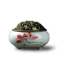 Porcelain Incense Burner, half handmade, for home and office & durable white 