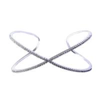 Messing Manschette Armband, platiniert, Micro pave Zirkonia & für Frau, 29*62mm, verkauft von PC