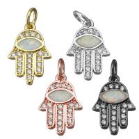 Cubic Zirconia Micro Pave Brass Pendant, Hamsa, plated, micro pave cubic zirconia Approx 3.5mm 