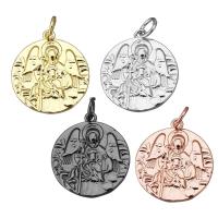 Brass Jewelry Pendants, Flat Round, plated Approx 3.5mm 